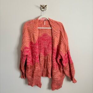 Free People Pink and Orange Cardigan